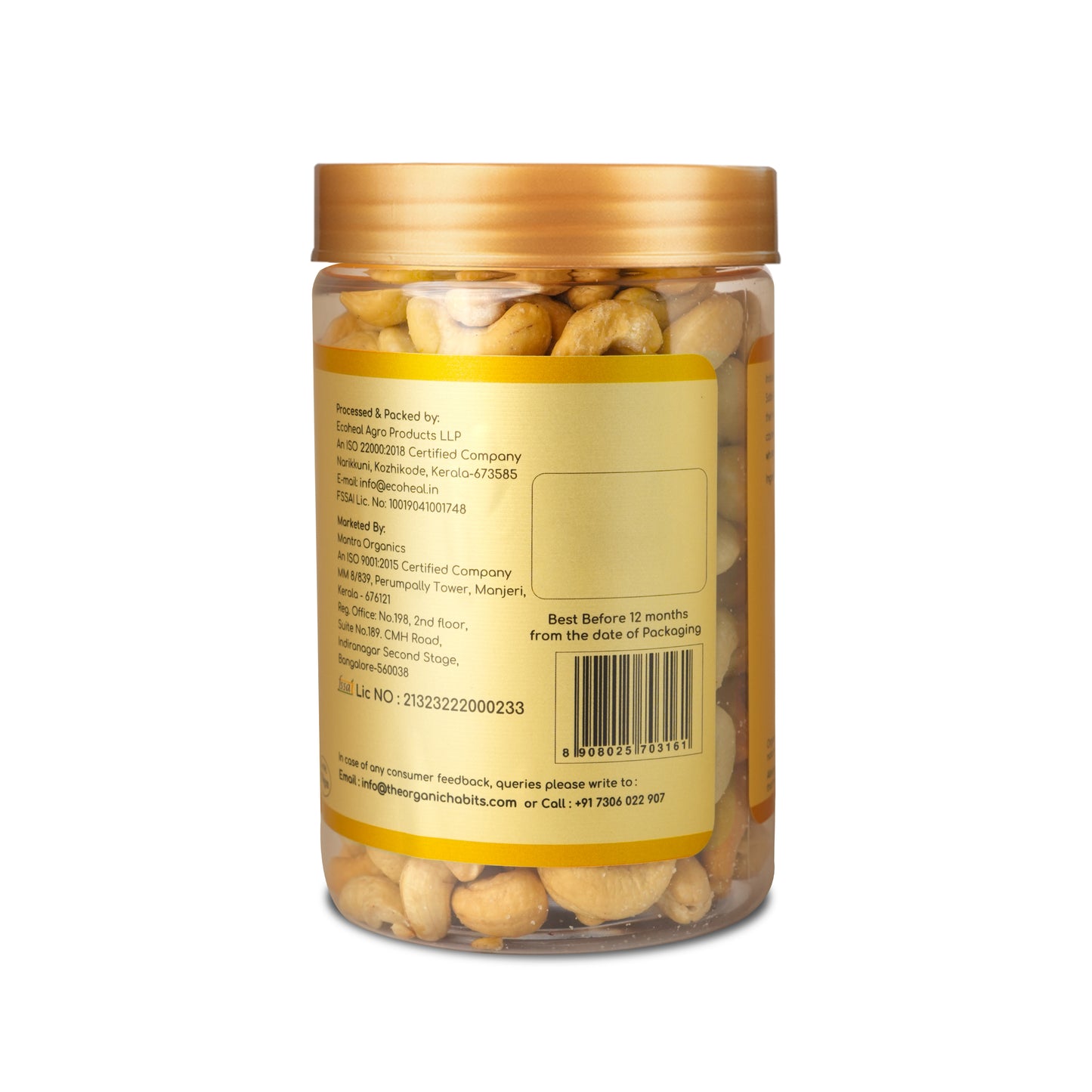 Organic Habits Roasted & Salted Cashews 250g, Crunchy & Fresh Kaju Nuts, Healthy Protein Snack, No Preservatives