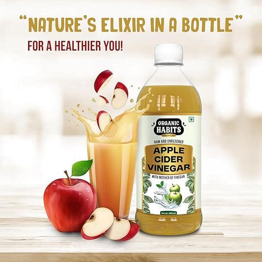 Organic Habits Apple Cider Vinegar with Mother 500ml | Raw Unfiltered | Himalayan Apples