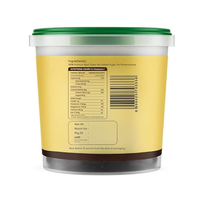 Organic Habits Premium Ajwa Dates| 100% Natural Dry Fruit | Soft & Delightful, Fiber & Mineral-Rich | No Added Sugar, Preservative-Free | Ideal for Snacking, Fasting & Healthy Recipes