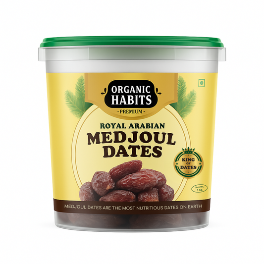 Organic Habits Premium Royal Arabian Medjoul Dates| Naturally Sweet Soft & Large Dates | No Added Sugar No Preservatives | Healthy Snack for Energy Desserts Smoothies & Gifting