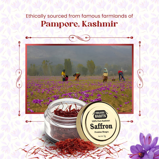 ORGANIC HABITS 100% Pure Original Kashmiri Saffron(1 gm)