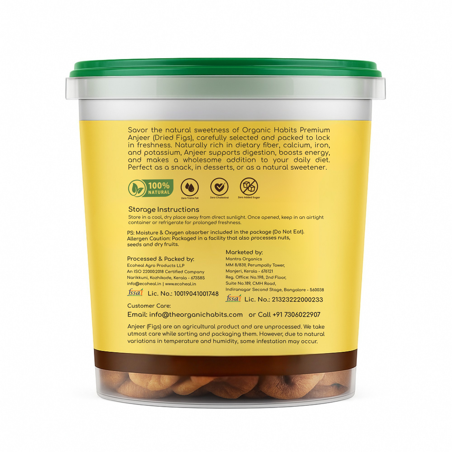 Organic Habits Premium Anjeer (Dried Figs)| 100% Natural & Preservative-Free | Rich in Fiber, Calcium, Iron & Potassium | Healthy Snacks, Superfood, Natural Sweetener & Energy Booster