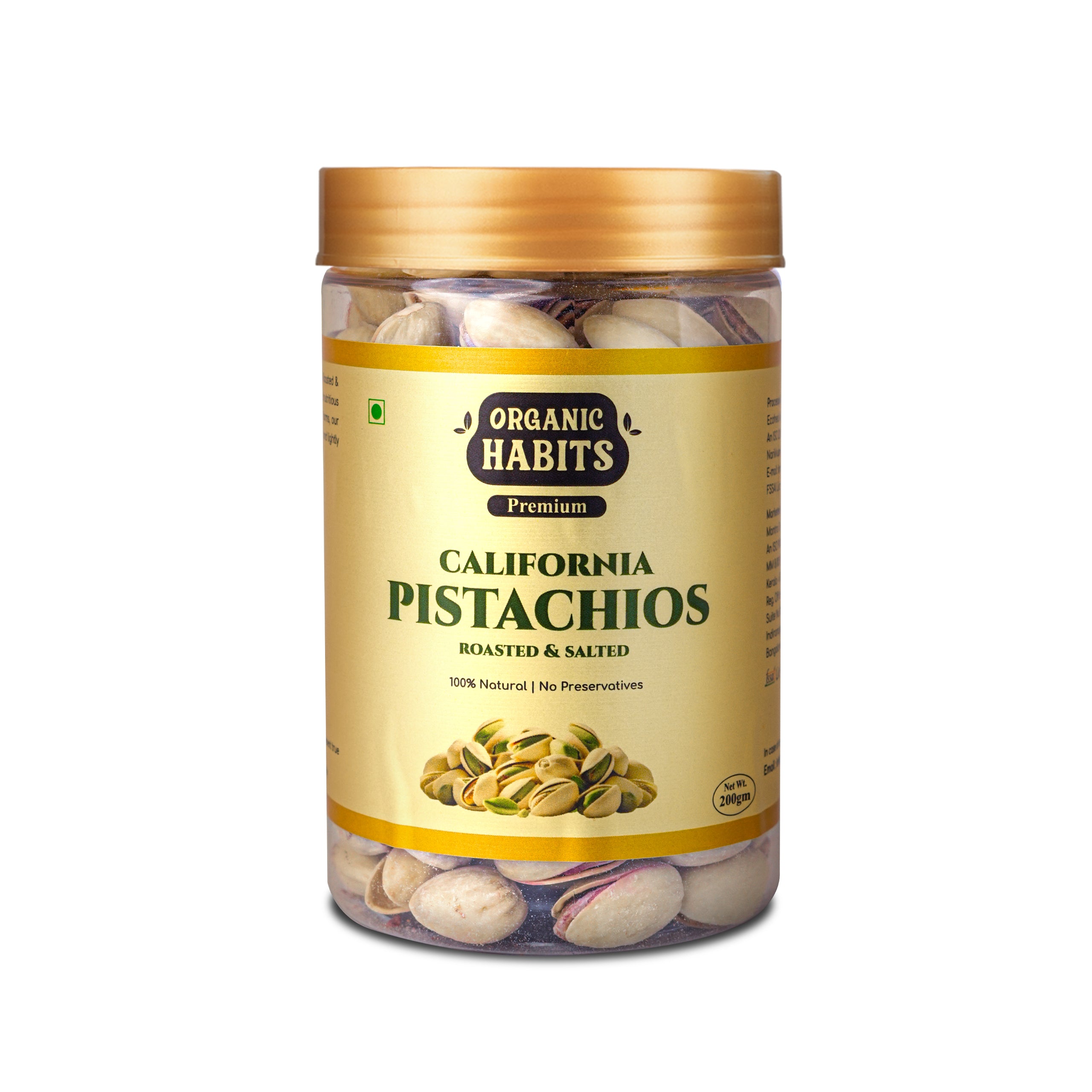 Organic Habits California Pistachios 200g, Premium Roasted & Salted Pistachios, Crunchy & Fresh  Pista Nuts, High Protein Snack