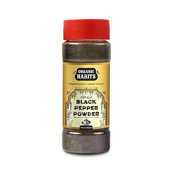 Organic Habits Black Pepper Powder | Kali Mirch Powder | Premium Steam-Sterilized Ground Black Pepper Powder | 100g