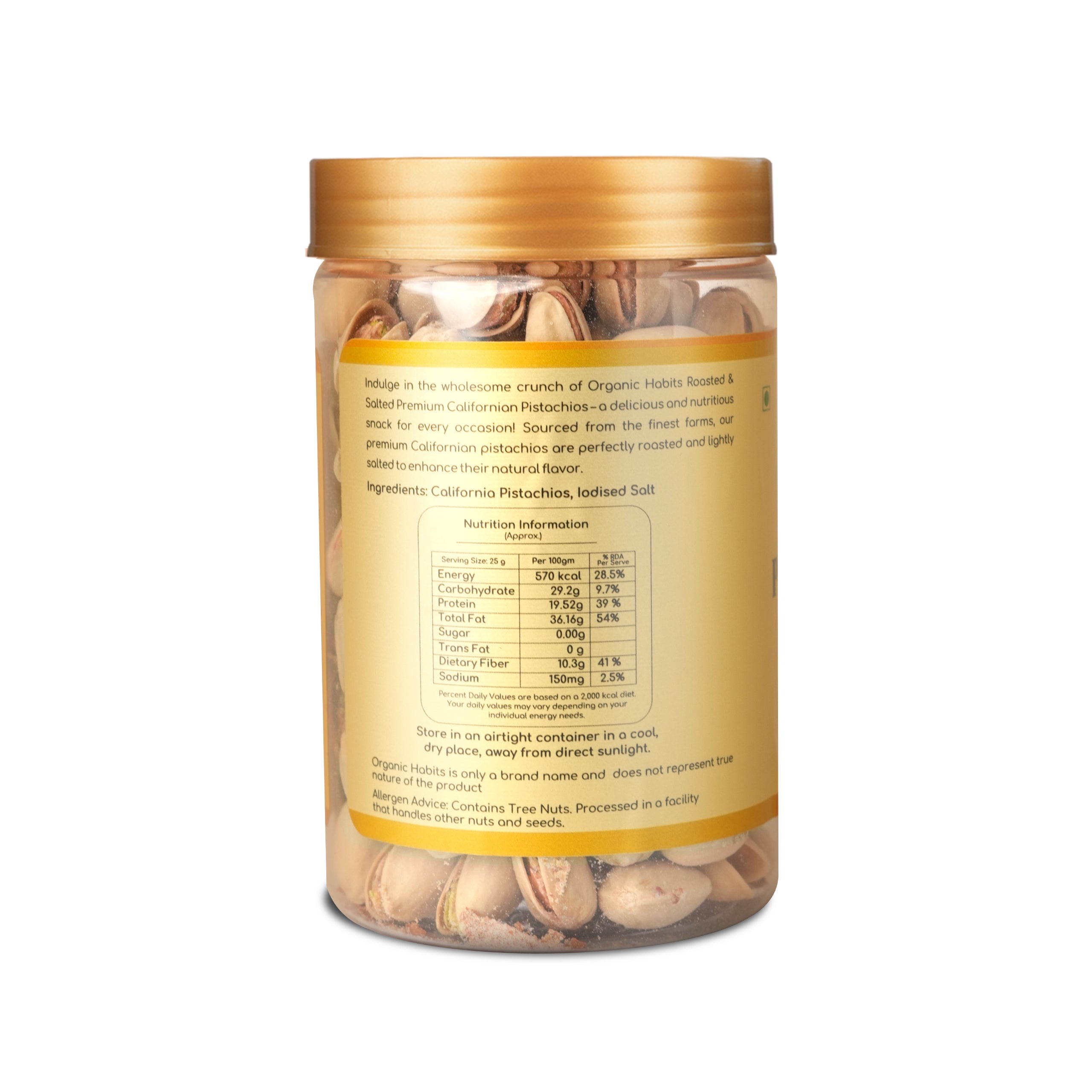 Organic Habits California Pistachios 200g, Premium Roasted & Salted Pistachios, Crunchy & Fresh  Pista Nuts, High Protein Snack