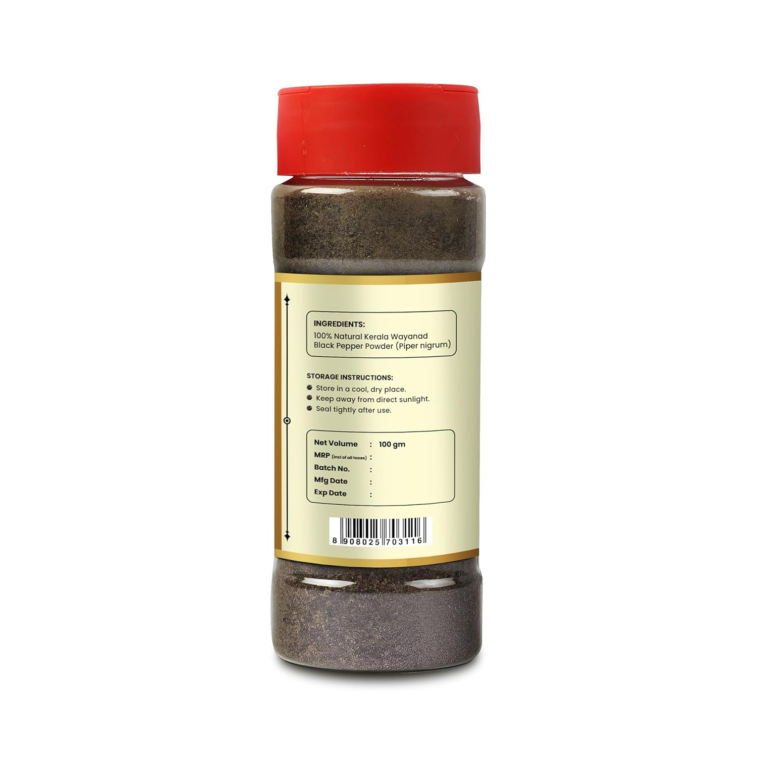 Organic Habits Black Pepper Powder | Kali Mirch Powder | Premium Steam-Sterilized Ground Black Pepper Powder | 100g