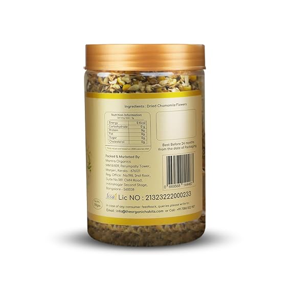 Organic Habits Chamomile Flower Tea 50g | 100% Natural Dried Whole Chamomile Flowers