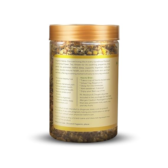 Organic Habits Chamomile Flower Tea 50g | 100% Natural Dried Whole Chamomile Flowers