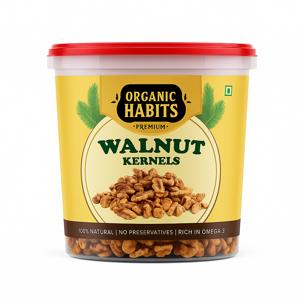 Organic Habits Walnuts| Premium Handpicked Walnut Kernels | 100% Natural, Fresh & Crunchy Dry Fruits | Rich in Omega-3, Protein & Antioxidants | Healthy Snacks & Baking Nuts