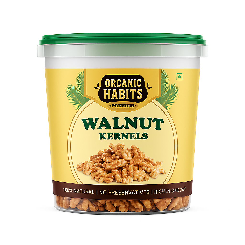Organic Habits Walnuts| Premium Handpicked Walnut Kernels | 100% Natural, Fresh & Crunchy Dry Fruits | Rich in Omega-3, Protein & Antioxidants | Healthy Snacks & Baking Nuts
