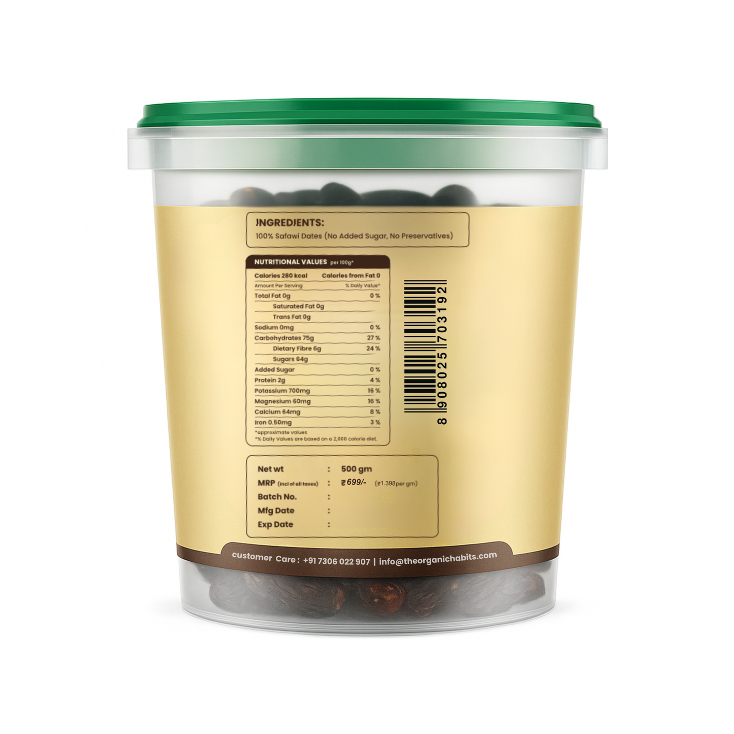 Organic Habits Royal Arabian Safawi Dates, Premium Saudi Dates, No Preservatives