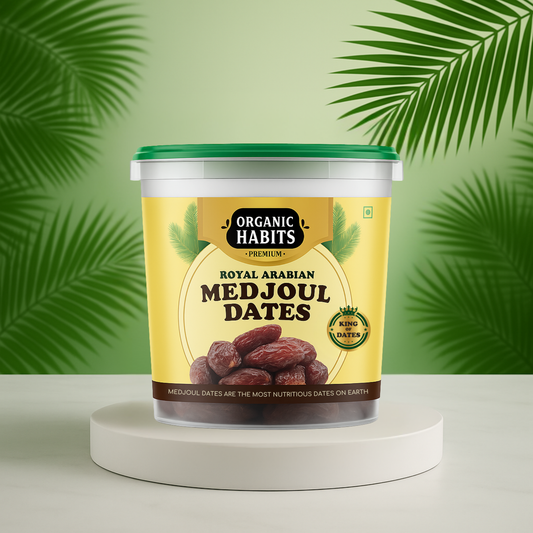 Organic Habits Premium Royal Arabian Medjoul Dates| Naturally Sweet Soft & Large Dates | No Added Sugar No Preservatives | Healthy Snack for Energy Desserts Smoothies & Gifting
