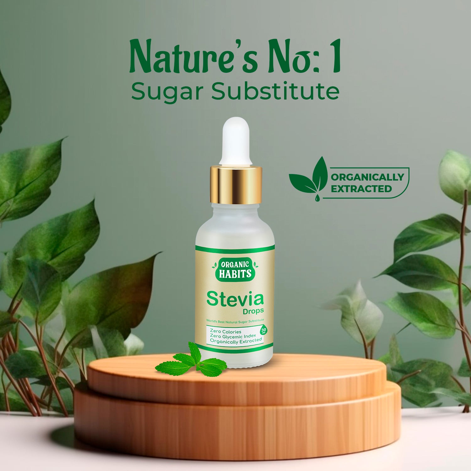 ORGANIC HABITS Stevia Drops, 100% Plant Based Natural Sugar Substitute(30ml)