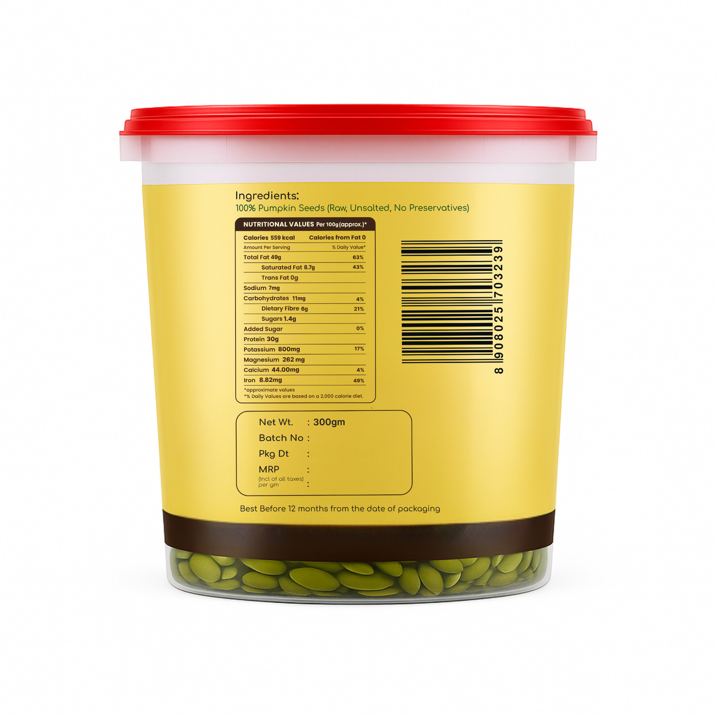 Organic Habits Premium Pumpkin Seeds 300g | 100% Natural Raw Unsalted Seeds | High Protein & Fiber Rich Superfood | Clean Organic Habits Premium Pumpkin Seeds 300g | 100% Natural Raw Unsalted Seeds | High Protein & Fiber Rich Superfood