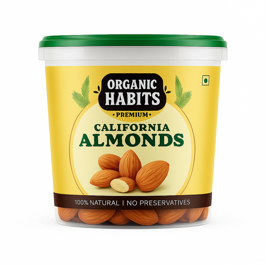Organic Habits Premium Almonds | California Natural Whole Almonds | 100% Natural No Preservatives | Healthy Protein Rich Dry Fruits for Snacking, Baking & Daily Nutrition