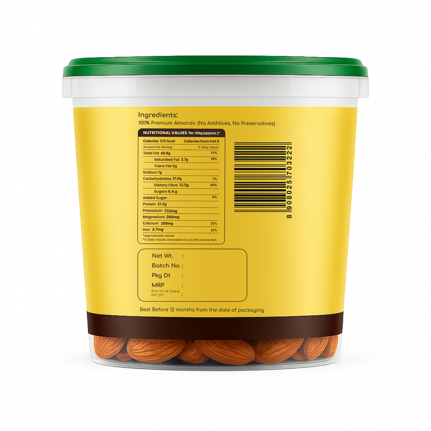 Organic Habits Premium Almonds | California Natural Whole Almonds | 100% Natural No Preservatives | Healthy Protein Rich Dry Fruits for Snacking, Baking & Daily Nutrition