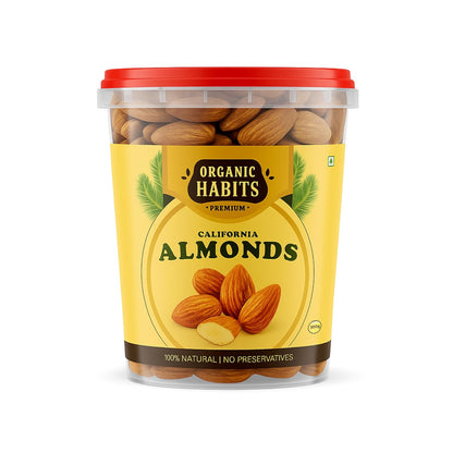 Organic Habits Premium Almonds | California Natural Whole Almonds | 100% Natural No Preservatives | Healthy Protein Rich Dry Fruits for Snacking, Baking & Daily Nutrition