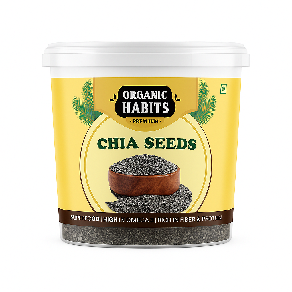 Organic Habits Premium Chia Seeds | Wholesome Plant-Based Superfood | High in Omega-3, Fiber & Protein | Gluten-Free | Ideal for Smoothies, Salads, Baking