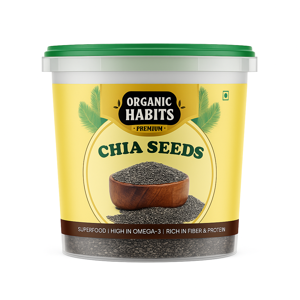 Organic Habits Premium Chia Seeds | Wholesome Plant-Based Superfood | High in Omega-3, Fiber & Protein | Gluten-Free | Ideal for Smoothies, Salads, Baking