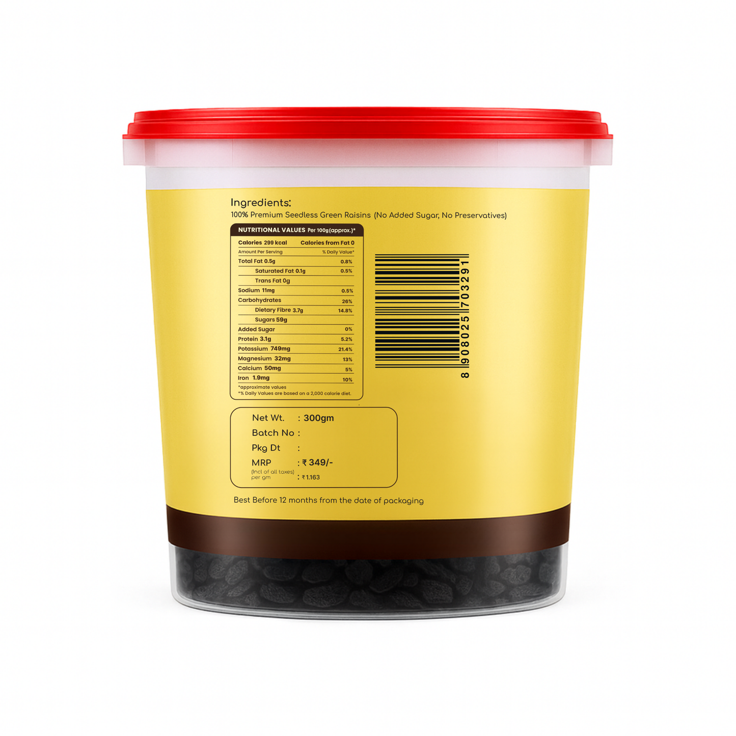 Organic Habits Premium Seedless Black Raisins 300g | 100% Natural, Iron & Fiber-Rich Dry Fruit | Sun-Dried, No Added Sugar or Preservatives | Healthy Snack & Baking Ingredient