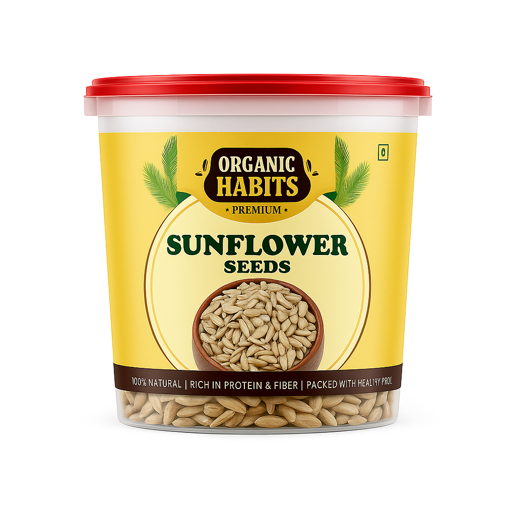 Organic Habits Premium Sunflower Seeds 300g | 100 Percent Natural Protein and Fiber Rich Edible Seeds | Unsalted No Preservatives | Nutty Crunchy Superfood for Healthy Snacking Salads Smoothies Baking